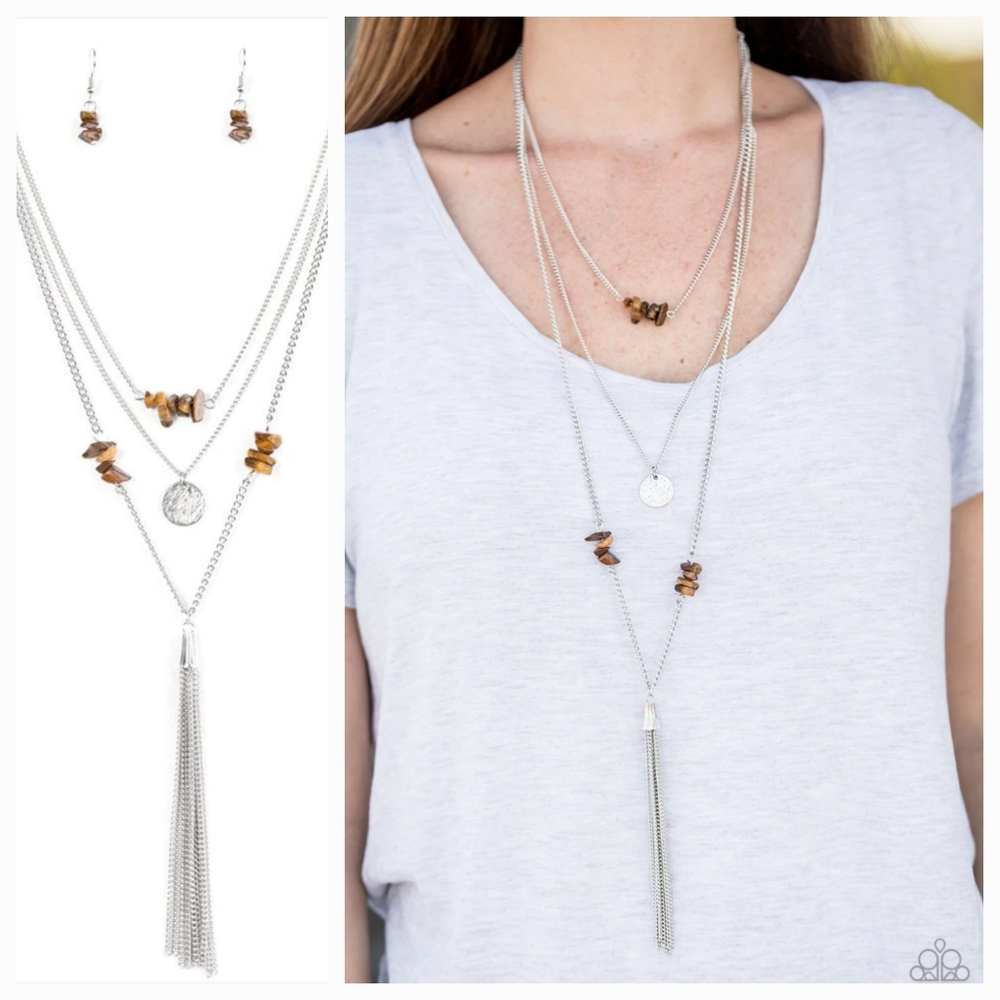 RIVER ROCK RIO BROWN NECKLACE/EARRING SET